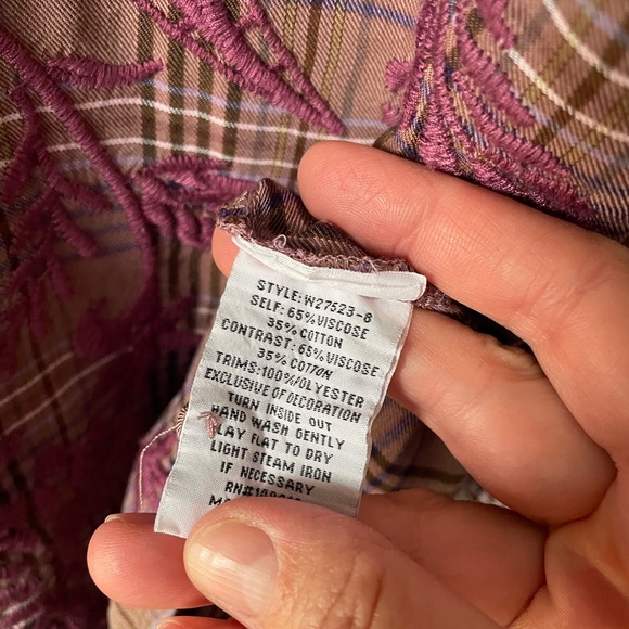 Johnny Was Workshop Button Up Plaid Embroidered Shirt - Picture 11 of 11